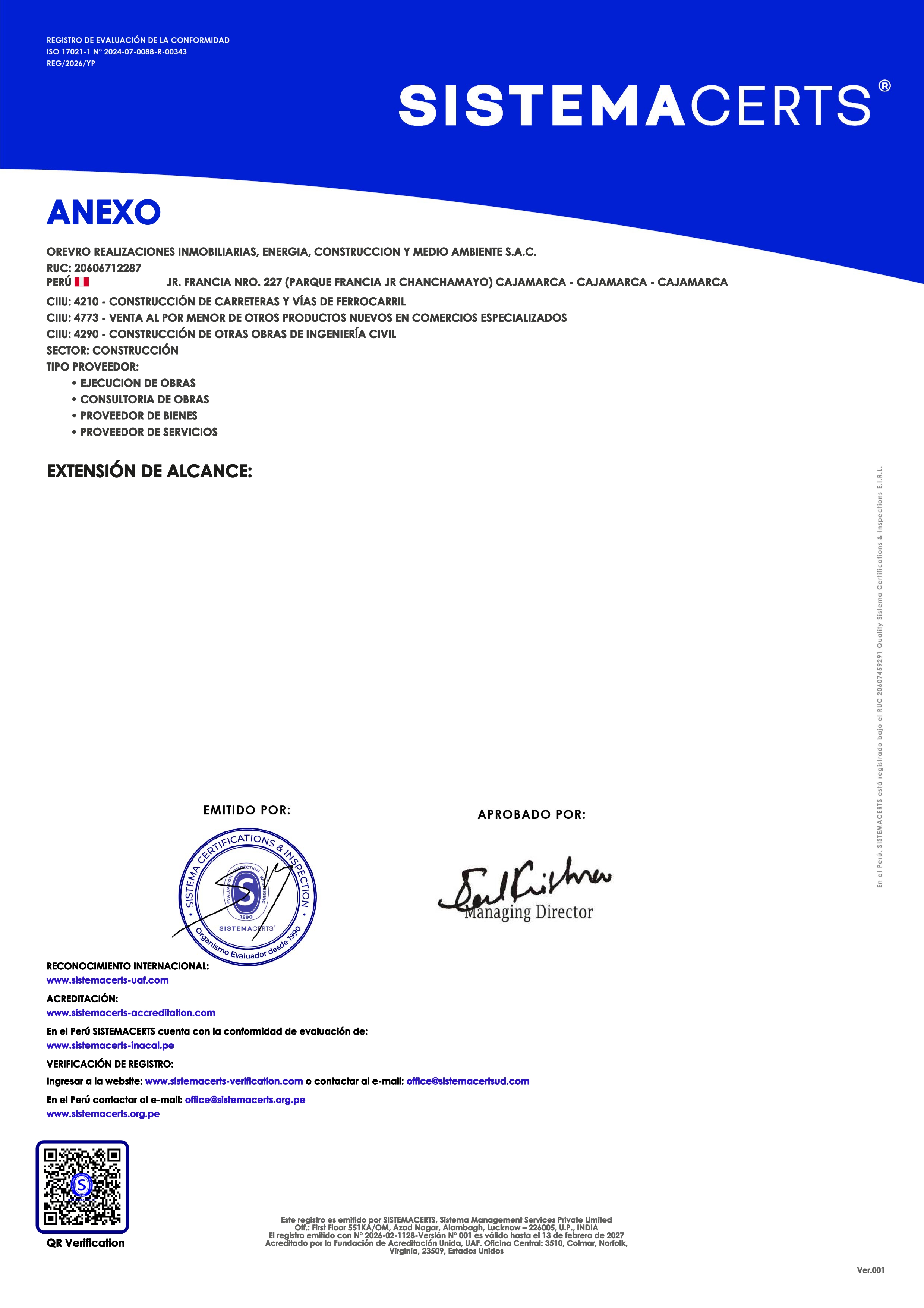 Certificado ISO 37001:2025 Anexo